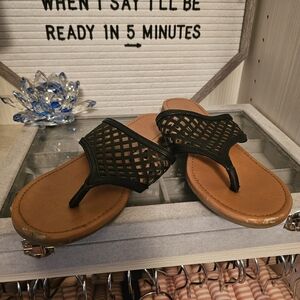 New York & Company Black Mesh Sandals